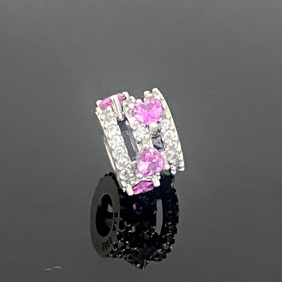 Pandora Sparkling Triple Halo Hearts Charm - Picture 3 of 4